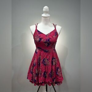 Red Kimchi Blue Floral Fit and Flare Dress Size 0 EUC